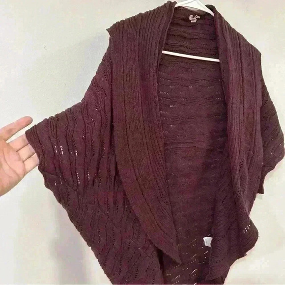 Caslon Oversized Knit Burgundy Maroon Cocoon Chunky Knit Cardigan Size Small - Picture 3 of 8